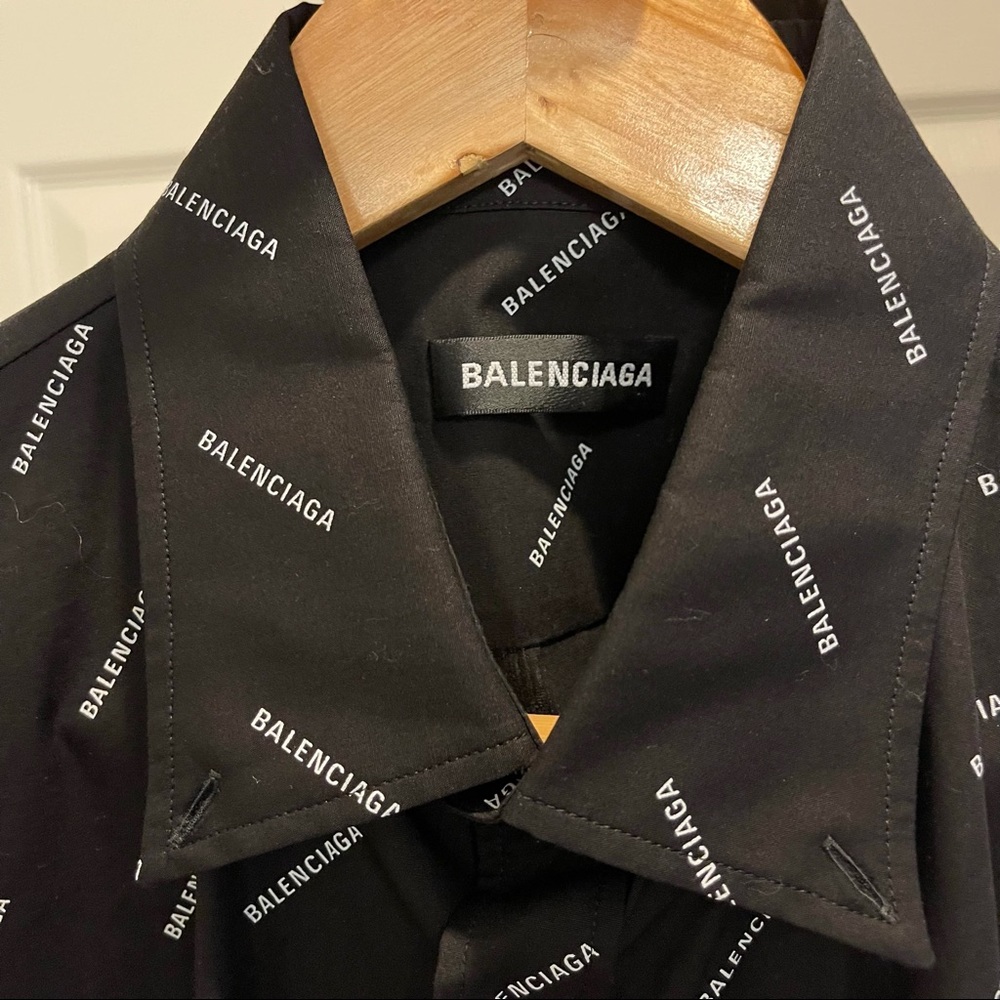 Balenciaga All-over logo poplin shirt size 37 - Picture 6 of 11